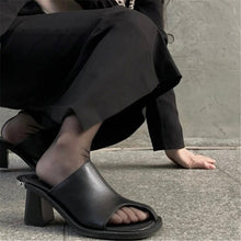 Load image into Gallery viewer, Women&#39;s Hollow-cut Toe Design Black Flat Mules - Ailime Designs