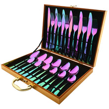 Load image into Gallery viewer, Rainbow Stainless Steel 24pcs Flatrware Set - Ailime Designs