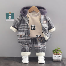 Load image into Gallery viewer, Boy&#39;s Winter Plaid Hoodie Design 2pc Pant Sets - Ailime Designs