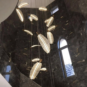 Nordic Gold Leaves Acrylic Chandelier Lighting - Ailime Designs