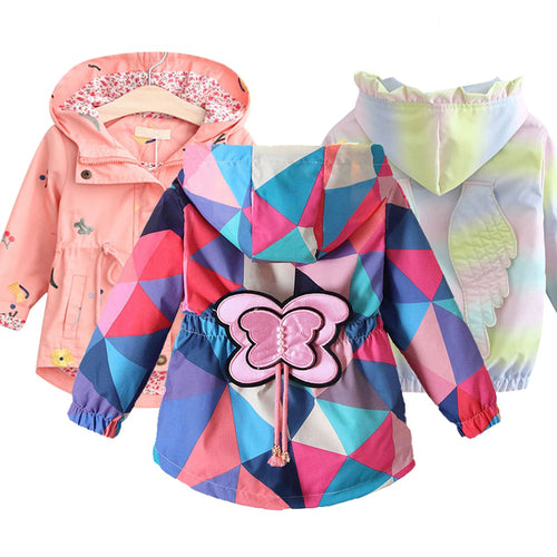 Girl's Sprint Time Printed Windbreaker Jackets - Ailime Designs