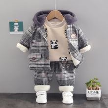 Load image into Gallery viewer, Boy&#39;s Winter Plaid Hoodie Design 2pc Pant Sets - Ailime Designs