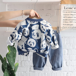 Boy's Cool Panda Bear Design 2pc Pant Sets - Ailime Designs