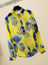 Load image into Gallery viewer, Women&#39;s Sheer Chiffon Leaf Printed Shirts - Ailime Designs