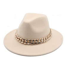 Load image into Gallery viewer, Fantastic Ivory Chain Band Design Unisex Fedora Hats - Ailime Designs