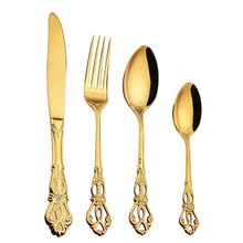 Load image into Gallery viewer, European Gold Embossed Stainless Steel Flatware Set - Ailime Designs