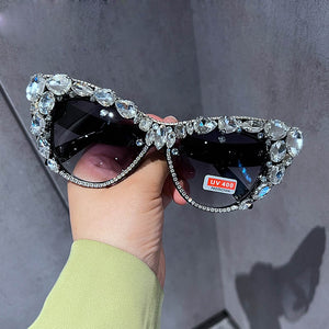 Women Oversized Colored Crystal Design Sunglasses - Ailime Designs