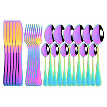 Load image into Gallery viewer, Rainbow Stainless Steel 24pcs Flatrware Set - Ailime Designs