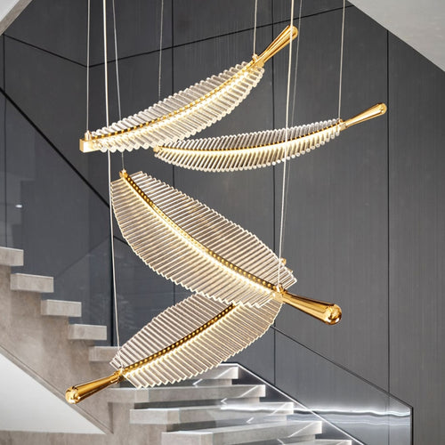 Nordic Gold Leaves Acrylic Chandelier Lighting - Ailime Designs