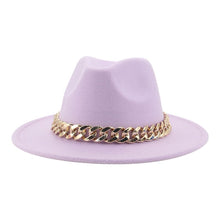 Load image into Gallery viewer, Fantastic Ivory Chain Band Design Unisex Fedora Hats - Ailime Designs