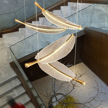 Load image into Gallery viewer, Nordic Gold Leaves Acrylic Chandelier Lighting - Ailime Designs
