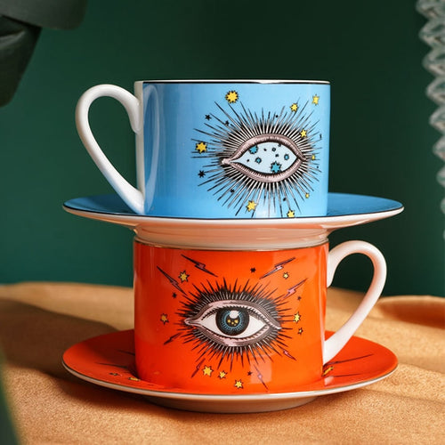 Psychic Eye Design Ceramic 2pc Cup & Saucer Set - Ailime Designs