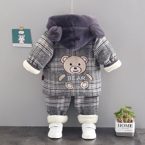 Boy's Winter Plaid Hoodie Design 2pc Pant Sets - Ailime Designs