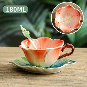 Cool Style 3D Hibiscus Sunflower 2pc Enamel Coffee Cup - Ailime Designs