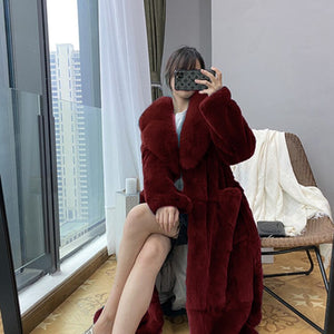 Cozy Warm Winter Long Full Length Faux Fox Fur Coats - Ailime Designs