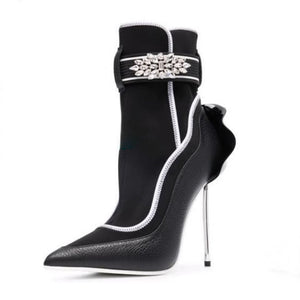Women's Petal Heel Genuine Leather Ankle Boots - Ailime Designs