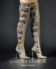 Load image into Gallery viewer, Women&#39;s European Style - Geometric Sequins Design High Quality Thigh High Boots