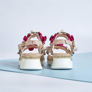 Women's Stylish Flower Motif Design Platform Sandals