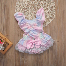 Load image into Gallery viewer, Newborn Infant Rainbow Lace Trim Rompers