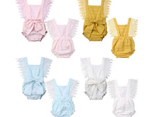 Load image into Gallery viewer, Newborn Lace Trim  Summer Rompers