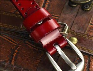 Double Nail Hole Design Women's Genuine Leather Belts - Ailime Designs