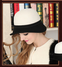 Load image into Gallery viewer, Women&#39;s Two-Toned Cloche Design Wool Hats - Ailime Designs - Ailime Designs