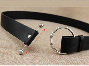 Pin & Ball Stylish Belt Buckle For Women w/ PVC Leather Band - Ailime Designs