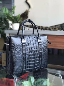 100% Genuine Brown Crocodile Leather Skin Briefcase - Ailime Designs