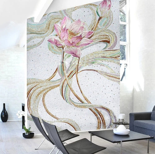Beautiful Lotus Mosaic Tile Art Design