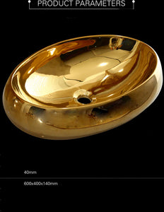 Decorative Polished Gold Oval Design Basin Sinks - Ailime Designs - Ailime Designs