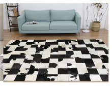 Load image into Gallery viewer, Black &amp; White Leather Skin Block Print Design Area Rugs