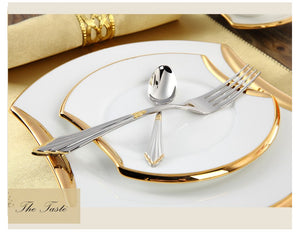 Gold Plated 24 PC Luxury Stainless Steel Tableware Sets