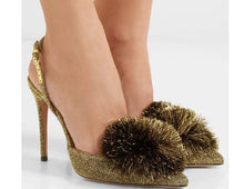 Load image into Gallery viewer, Women&#39;s Sling-Back High Heels w/ Pom Pom - Ailime Designs