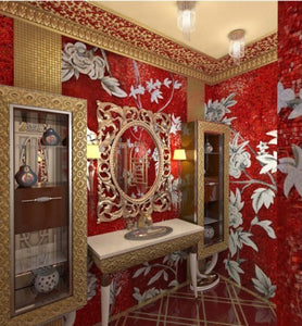 Mosaic Bird & Floral Design Luxury Palace Style Mural Tile Art