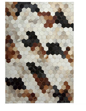 Load image into Gallery viewer, Layered Octagon Chic Design Style Elegant Genuine Leather Skin Area Rugs