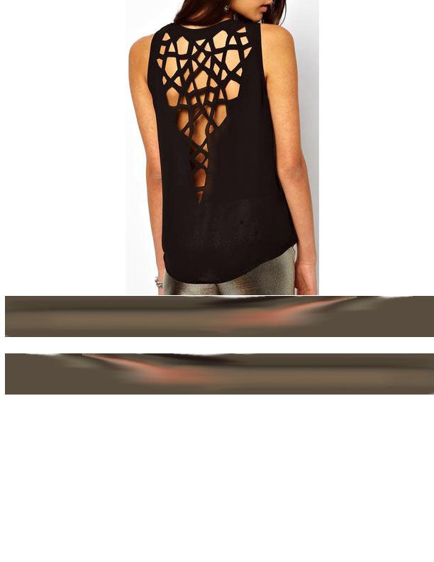 Sleeveless Casual Women's Tank Tops w/ Hollow-out Back - Ailime Designs