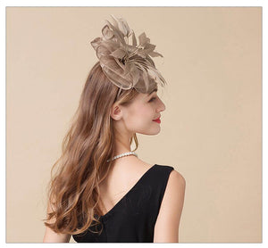 Leaf Design Women's Classy Style Sinamay Linen Fascinator Hats - Ailime Designs