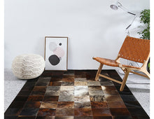 Load image into Gallery viewer, Beautiful Burn-Out Design Check Print Leather Skin Area Rugs