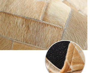 Beautiful Enhanced Handmade Block Print Design Genuine Leather Area Rugs