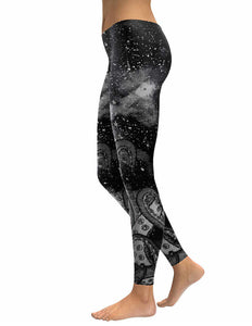 Women's Galaxy Screen Printed Design Elastic Stretch Leggings - Ailime Designs