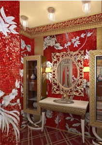 Mosaic Bird & Floral Design Luxury Palace Style Mural Tile Art