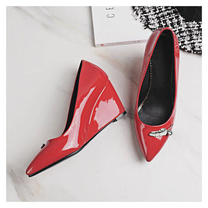 Women's High Quality Patent Leather Wedges - Ailime Designs