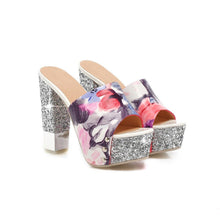 Load image into Gallery viewer, Women&#39;s Chic Design Glitter Two-toned Mule Heels - Ailime Designs