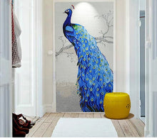 Load image into Gallery viewer, Long Tail Blue Peacock Mosaic Tile Art Design
