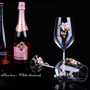 Craved Flower Vine Motif Design Champagne Glasses - Ailime Designs