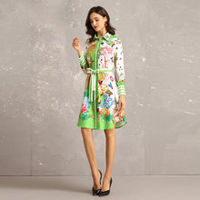 Load image into Gallery viewer, Women&#39;s Vintage Design Lime Green Long Sleeve Dresses
