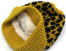 Load image into Gallery viewer, Children&#39;s Stylish Fur Lined Leopard Knit Pom Pom Beanie Caps – Sun Protectors - Ailime Designs