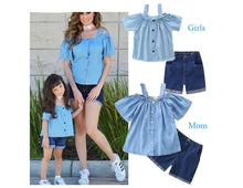 Load image into Gallery viewer, Mommy &amp; Me 2 Pc Denim Shorts Sets - Ailime Designs
