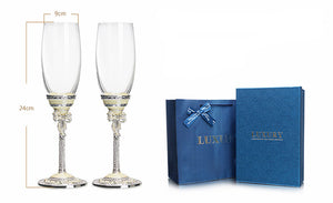 Crystal Base Design Champagne Glasses - Ailime Designs