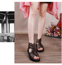 Load image into Gallery viewer, Women&#39;s Cross-wrap Thick Leather Skin Sandals